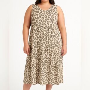 NWT Bua Bua Womens Leopard Print Sleeveless Maxi Dress Size XXL